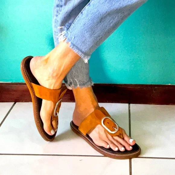 Rag & Bone Ansley brown microsuede thong sandal sz 39/9 - Picture 6 of 11